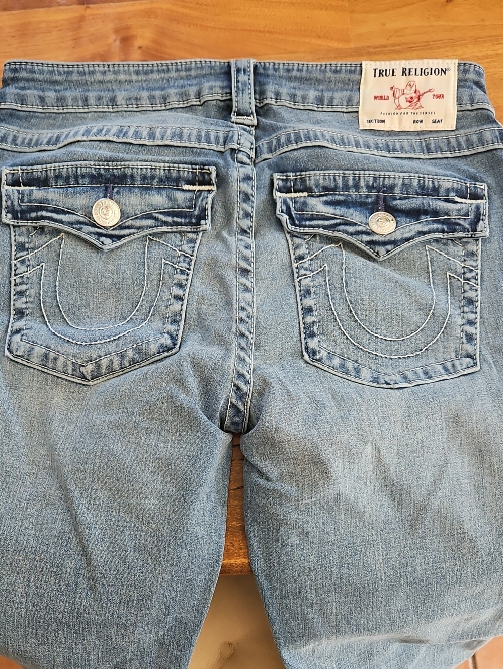 True Religion Women's Boyfriend Jeans in Light Blue Wash